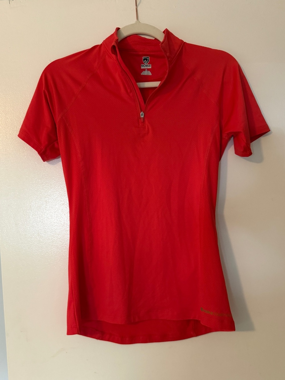 Noble Equestrian Red Short Sleeve Quarter-Zip Riding Top, Size S